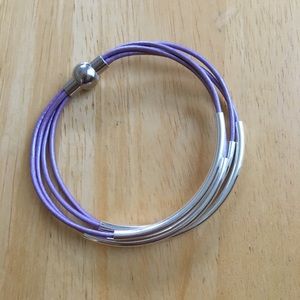 Purple leather bracelet with magnetic clasp